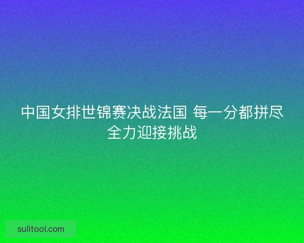 中国女排世锦赛决战法国 每一分都拼尽全力迎接挑战 中国女排世锦赛决战法国 每一分都拼尽全力迎接挑战