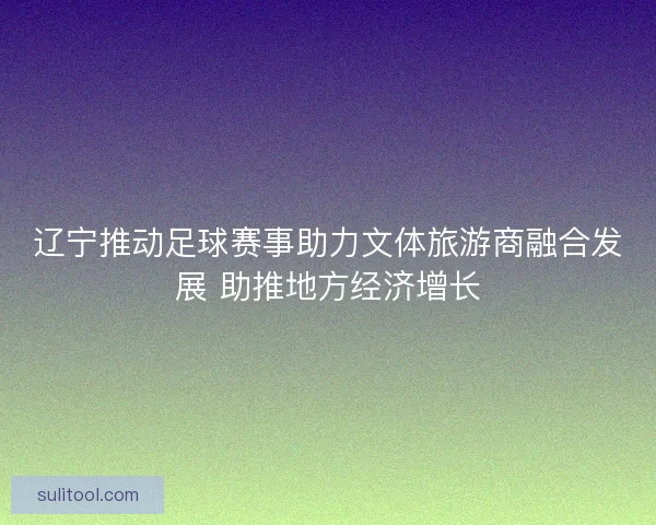 辽宁推动足球赛事助力文体旅游商融合发展 助推地方经济增长